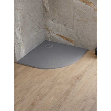 New Trendy Mori akmens masės dušo padėklas su natūralaus akmens struktūra, pilkos spalvos, 90x90x3cm New Trendy Mori akmens masės dušo padėklas su natūralaus akmens struktūra, pilkos spalvos, 90x90x3cm