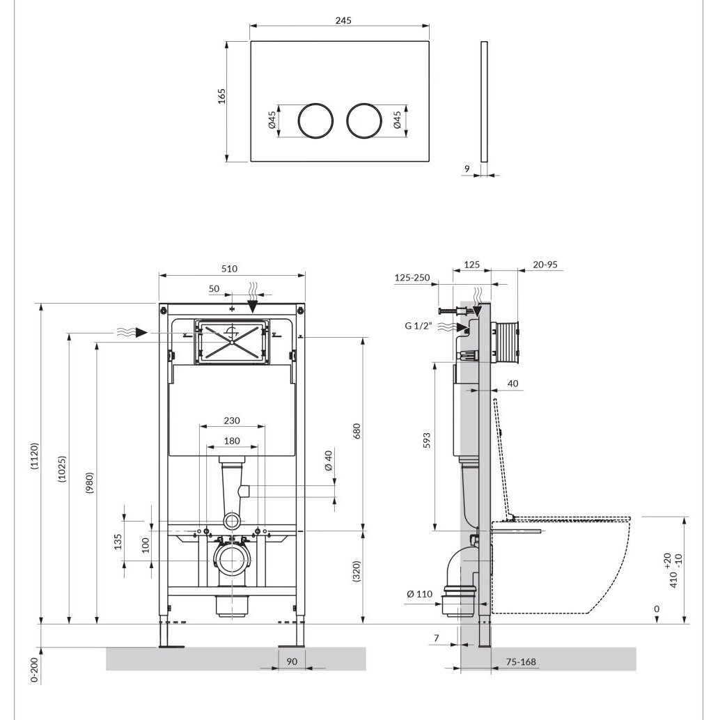 Omnires STRONGFRAME potinkinis rėmas su ECO nuleidimo sistema ir plieniniu mygtuku R45, šlifuotas varis 2 Omnires STRONGFRAME potinkinis rėmas su ECO nuleidimo sistema ir plieniniu mygtuku R45, šlifuotas varis 2