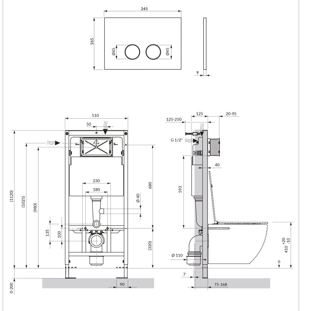 Omnires STRONGFRAME potinkinis rėmas su ECO nuleidimo sistema ir plieniniu mygtuku R45, šlifuotas antracitas 2 Omnires STRONGFRAME potinkinis rėmas su ECO nuleidimo sistema ir plieniniu mygtuku R45, šlifuotas antracitas 2