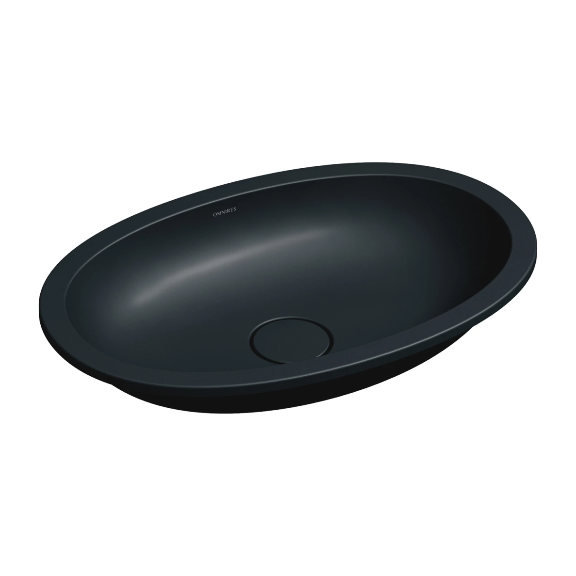Omnires iš apačios montuojamas praustuvas Shell M+ 54x34cm, matinė lavos juoda spalva