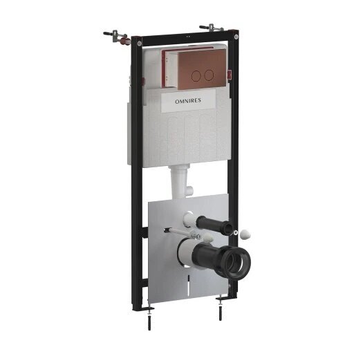 Omnires STRONGFRAME potinkinis rėmas su ECO nuleidimo sistema ir plieniniu mygtuku R45, šlifuotas senovinis varis