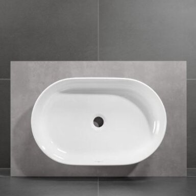 Ovalus pastatomas ant stalviršio praustuvas Villeroy&Boch Collaro 56x36cm su specialia CeramicPlus danga Ovalus pastatomas ant stalviršio praustuvas Villeroy&Boch Collaro 56x36cm su specialia CeramicPlus danga
