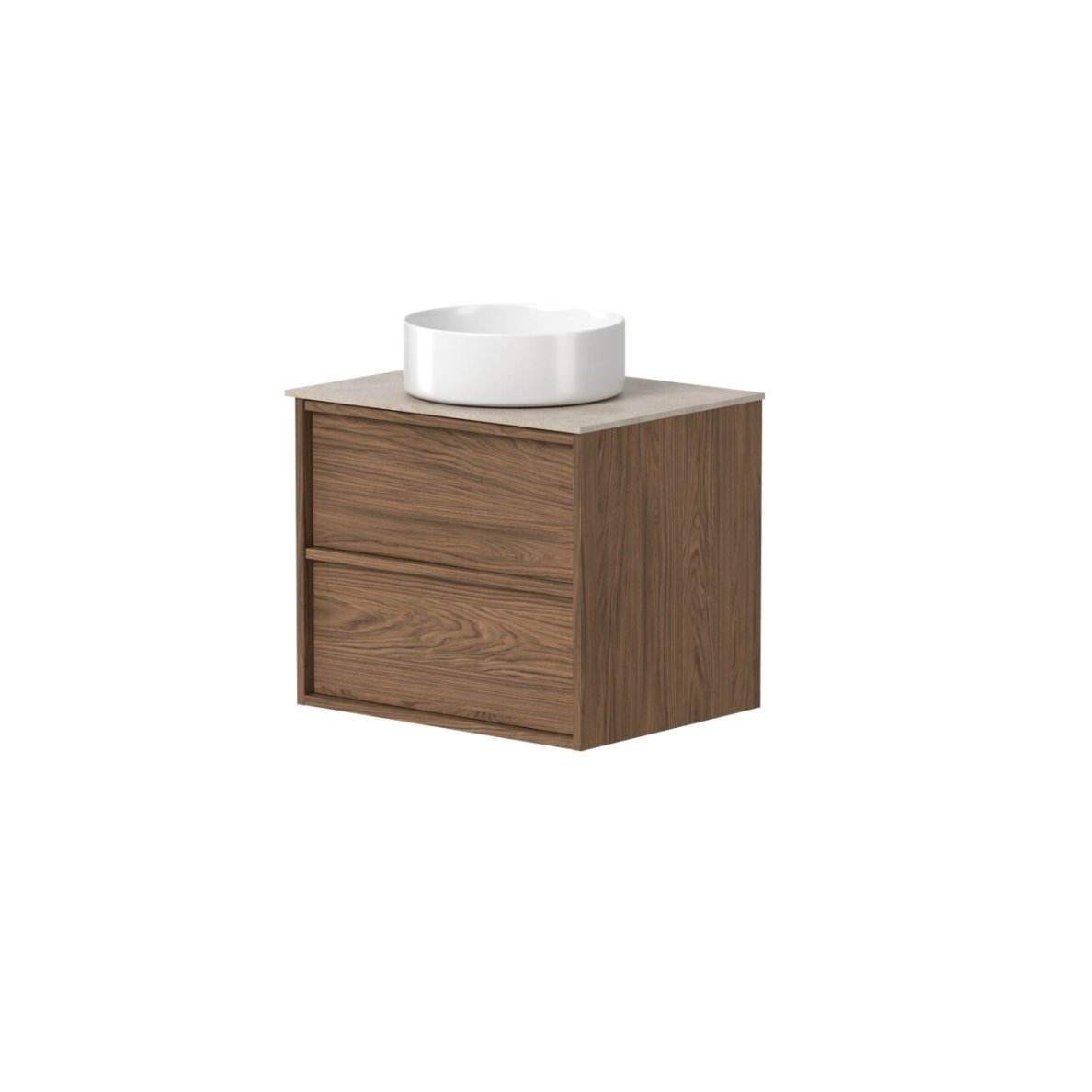 Pakabinama vonios spintelė su HPL stalviršiu ir praustuvu RB Villa varinis ąžuolas 1