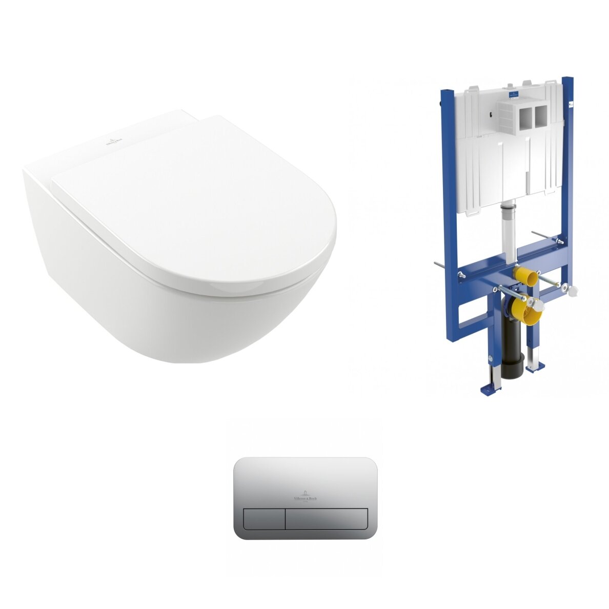 Pakabinamas WC komplektas Villeroy & Boch Subway 3.0 Twist-Flush C+ danga, pilkas mygtukas Pakabinamas WC komplektas Villeroy & Boch Subway 3.0 Twist-Flush C+ danga, pilkas mygtukas