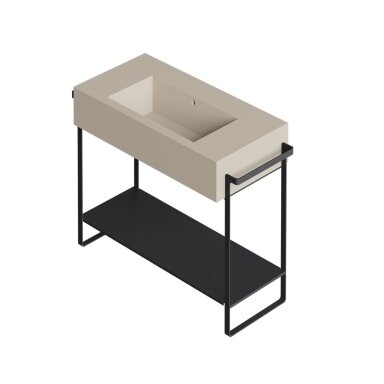 Pakabinamas praustuvas Alice Ceramica Lavabo Kubo 100 x 50 cm su skyle maišytuvui (sabbia spalvos)