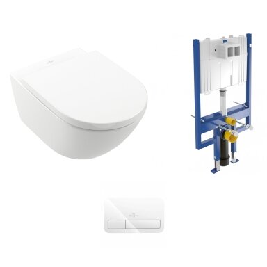 Pakabinamas WC komplektas Villeroy & Boch Subway 3.0 Twist-Flush C+ danga, baltas mygtukas Pakabinamas WC komplektas Villeroy & Boch Subway 3.0 Twist-Flush C+ danga, baltas mygtukas