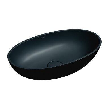 Juodas pastatomas ant stalviršio praustuvas Omnires SHELL M+ SHELLUNBLV 60 x 35 cm