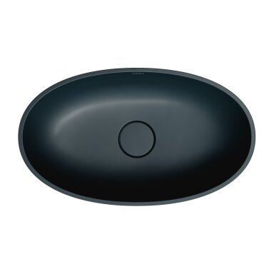 Juodas pastatomas ant stalviršio praustuvas Omnires SHELL M+ SHELLUNBLV 60 x 35 cm