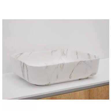 Pastatomas praustuvas Riho Slate 52x39 cm, baltas marmuras Pastatomas praustuvas Riho Slate 52x39 cm, baltas marmuras