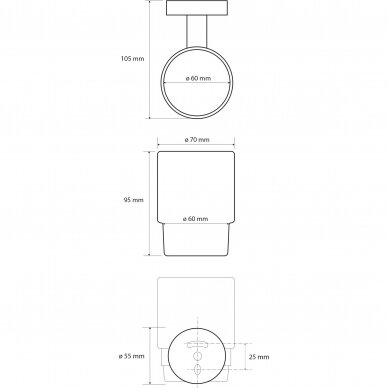 Pakabinama stiklinė su laikikliu Bemeta Dark 1