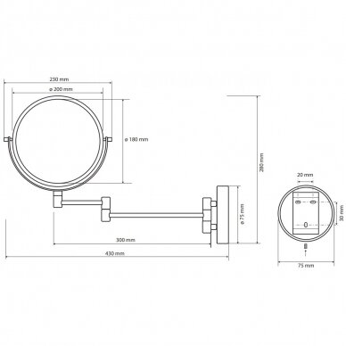 Pakabinamas kosmetinis veidrodis Bemeta Dark 1 Pakabinamas kosmetinis veidrodis Bemeta Dark 1