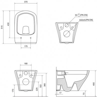 Pakabinamas Ravak unitazas WC CLASSIC RIMOFF su Classic Slim dangčiu 4 Pakabinamas Ravak unitazas WC CLASSIC RIMOFF su Classic Slim dangčiu 4