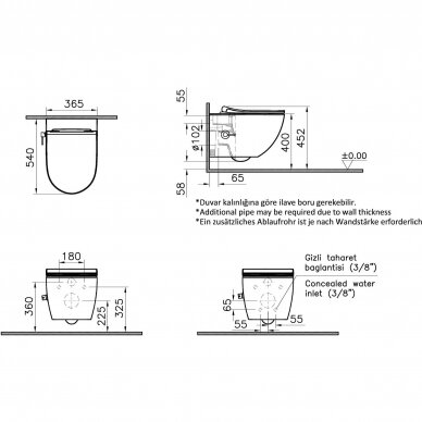 Pakabinamas WC Sento Rimless, su plonu lėtaeigiu dangčiu, bidė funkcija 2 Pakabinamas WC Sento Rimless, su plonu lėtaeigiu dangčiu, bidė funkcija 2