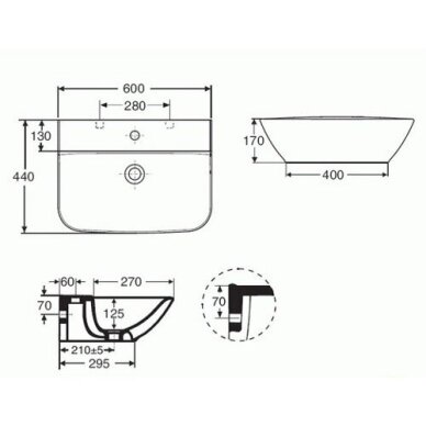 Pastatomas ant stalviršio praustuvas IDO Seven D 11114-01 60 х 44 cm 1