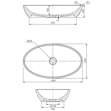 Pastatomas ant stalviršio praustuvas Omnires Marble+ SIENALUNBCP 3 Pastatomas ant stalviršio praustuvas Omnires Marble+ SIENALUNBCP 3