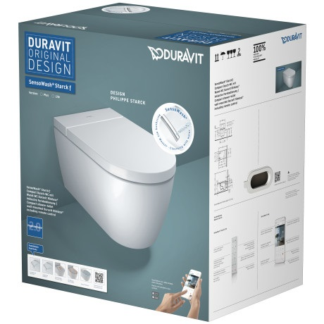 Pakabinamas unitazas su bidė funkcija Duravit SensoWash Starck f Plus Compact Rimless, su DuraShield danga 4 Pakabinamas unitazas su bidė funkcija Duravit SensoWash Starck f Plus Compact Rimless, su DuraShield danga 4