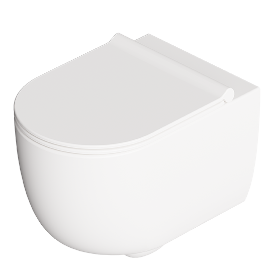 Pakabinamo WC komplektas Alice Ceramica Unica su Aliflush+, su Oli siauru potinkiniu rėmu ir juodos matinės spalvos mygtuku 3