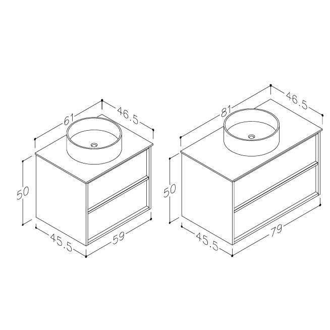 Pakabinama vonios spintelė su HPL stalviršiu ir praustuvu RB Villa šviesus ąžuolas 4