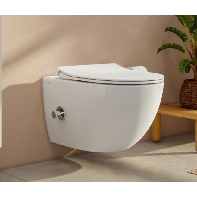 Pakabinamas WC Sento Rimless, su plonu lėtaeigiu dangčiu, bidė funkcija Pakabinamas WC Sento Rimless, su plonu lėtaeigiu dangčiu, bidė funkcija