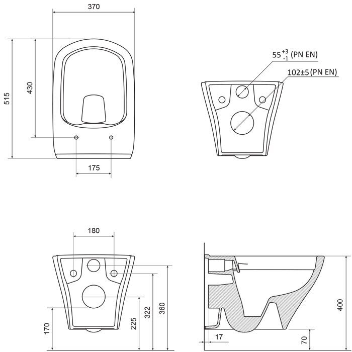 Pakabinamas Ravak unitazas WC CLASSIC RIMOFF su Classic Slim dangčiu 4 Pakabinamas Ravak unitazas WC CLASSIC RIMOFF su Classic Slim dangčiu 4