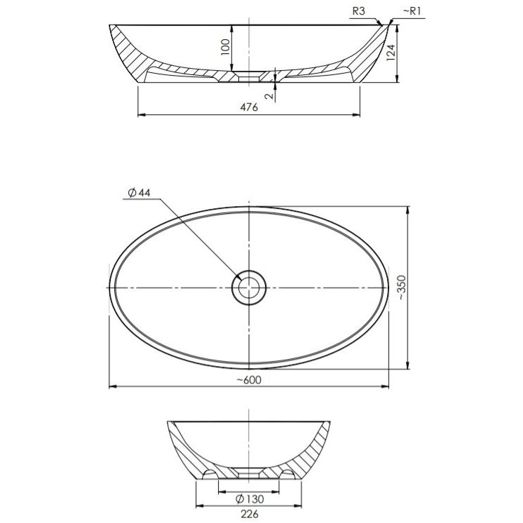 Pastatomas ant stalviršio praustuvas Omnires Marble+ SIENALUNBCP 3