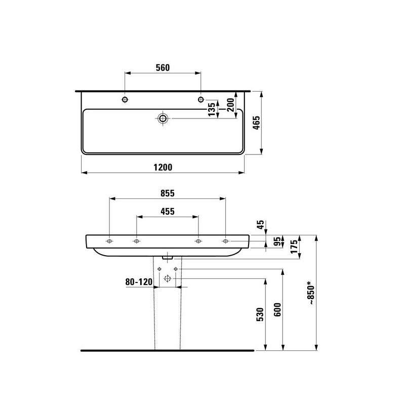 Pakabinamas praustuvas Laufen Pro S 1200x460 2 Pakabinamas praustuvas Laufen Pro S 1200x460 2