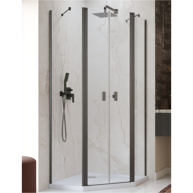 Penkiakampė dušo kabina Radaway Nes Brushed GunMetal PTD, skaidrus stiklas
