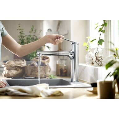 Plautuvės maišytuvas su ištraukiama žarna Hansgrohe Zesis M33, chromo