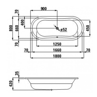 Plieninė vonia Laufen Thalium Oval 180x80 Plieninė vonia Laufen Thalium Oval 180x80