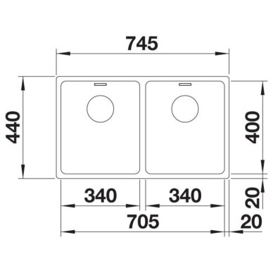 Plautuvė BLANCO ANDANO 340/340-U SATIN InFino O.AF 3