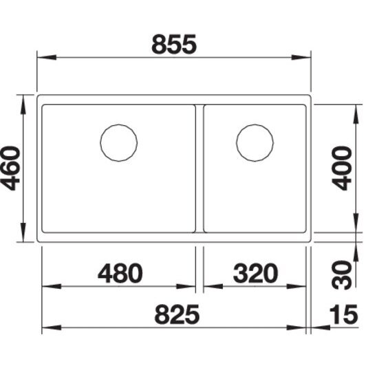 Plautuvė BLANCO SUBLINE 480/320-U SILG PDUR Coffee InFino O.AF 3