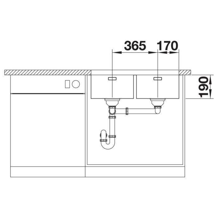 Plautuvė BLANCO ANDANO 340/340-U SATIN InFino O.AF 2 Plautuvė BLANCO ANDANO 340/340-U SATIN InFino O.AF 2