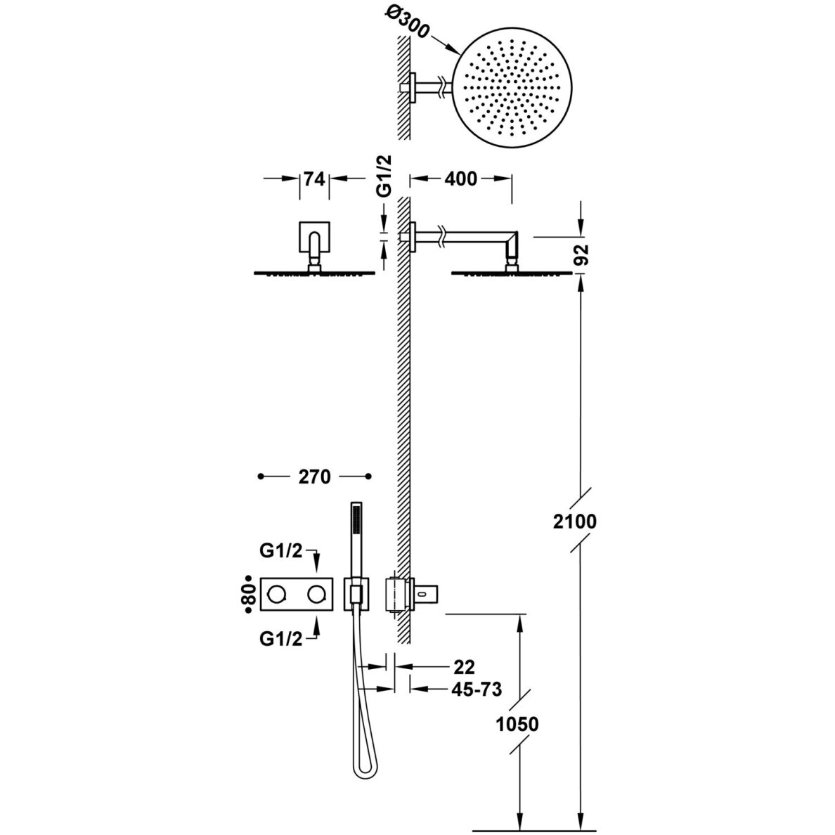 Potinkinė termostatinė dušo sistema Tres STUDY EXCLUSIVE 1 Potinkinė termostatinė dušo sistema Tres STUDY EXCLUSIVE 1
