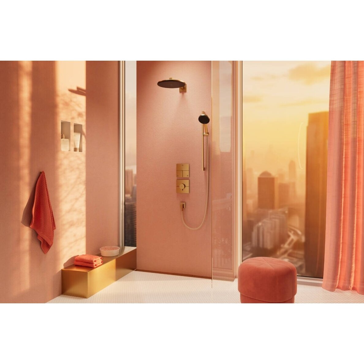 Potinkinis termostatinis maišytuvas Hansgrohe ShowerSelect Comfort E, šlifuotos bronzos 1 Potinkinis termostatinis maišytuvas Hansgrohe ShowerSelect Comfort E, šlifuotos bronzos 1