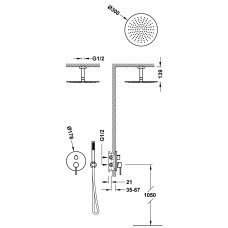 TRES Potinkinė dušo sistema STUDY EXCLUSIVE Ø300 mm su montuojama iš lubų galva
