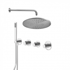 Potinkinė termostatinė dušo sistema su 30 cm skersmens dušo galva Paffoni Modular (Brushed Nickel)