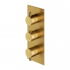 Potinkinis braižyto aukso spalvos termostatinis trijų taškų vonios/dušo maišytuvas Omnires Y1238/KROGLB