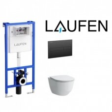 Potinkinis rėmas Laufen LIS CW1 su pakabinamu klozetu Laufen Pro New ir plonu lėtai užsidarančiu dangčiu bei klavišu (spalvų pasirinkimas)