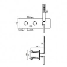Potinkinis termostatinis vonios/dušo maišytuvas su rankiniu dušu Alpi Naboo