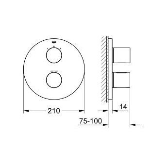 Potinkinis termostatinis maišytuvas voniai/dušui Grohe GROHTHERM 3000 COSMOPOLITAN be potinkinės dalies 1 Potinkinis termostatinis maišytuvas voniai/dušui Grohe GROHTHERM 3000 COSMOPOLITAN be potinkinės dalies 1