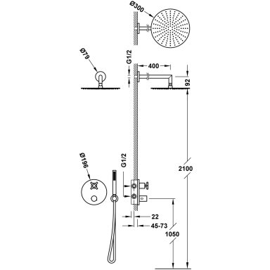 Potinkinė dušo sistema Tres THERM-BOX Potinkinė dušo sistema Tres THERM-BOX