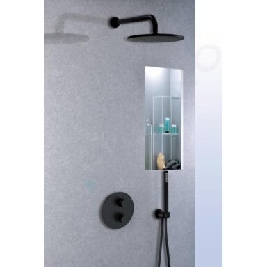 Potinkinė termostatinė dušo sistema Paffoni Light (juoda matinė) Potinkinė termostatinė dušo sistema Paffoni Light (juoda matinė)