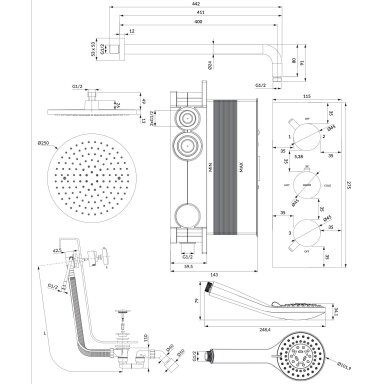 Potinkinė termostatinė sistema Omnires SYSYS01XCR Y