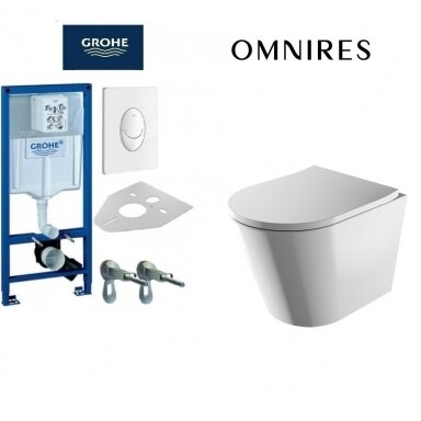 Potinkinio rėmo Grohe 4in1 ir klozeto Omnires Tampa su soft close dangčiu komplektas