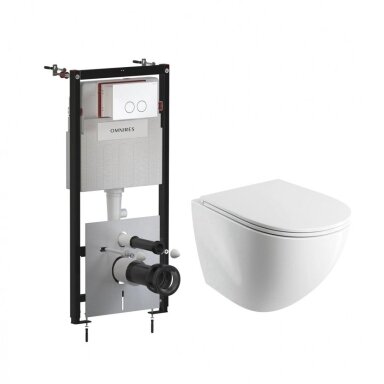 Potinkinio rėmo Omnires STRONGFRAME ECO su baltos blizgios spalvos mygtuku ir pakabinamo klozeto Ottawa Comfort (Silent Power) 54 x 37 cm komplektas Potinkinio rėmo Omnires STRONGFRAME ECO su baltos blizgios spalvos mygtuku ir pakabinamo klozeto Ottawa Comfort (Silent Power) 54 x 37 cm komplektas
