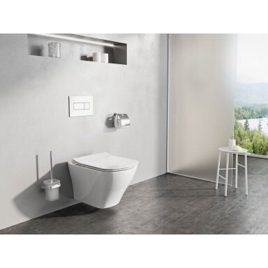 Potinkinio WC rėmo Grohe Rapid SL 4in1 ir pakabinamo klozeto Ravak Classic Rimoff su plonu lėtaeigiu dangčiu komplektas