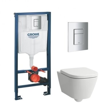 Potinkinio WC rėmo Grohe SOLIDO 3-IN-1 ir Laufen MEDA pakabinamo unitazo (Silent flush) su Soft close komplektas Potinkinio WC rėmo Grohe SOLIDO 3-IN-1 ir Laufen MEDA pakabinamo unitazo (Silent flush) su Soft close komplektas