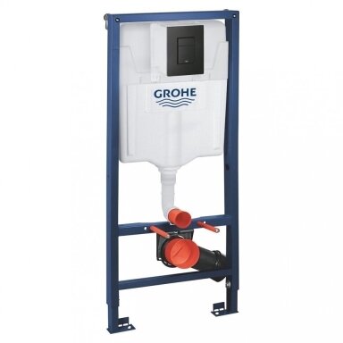 Potinkinis Grohe 3 in 1 rėmas su juodu mygtuku ir juodu matiniu klozetu SAT INFINITIO Compact Rimless