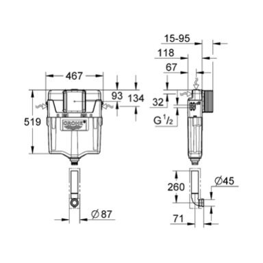 Potinkinis klozeto bakelis Grohe GD2 Potinkinis klozeto bakelis Grohe GD2
