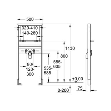 Potinkinis praustuvo rėmas Grohe Rapid SL 1,20m Potinkinis praustuvo rėmas Grohe Rapid SL 1,20m